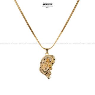 Fierce Tiger Pendant - 24k Gold Tone Plated [ Gold Chain ]
