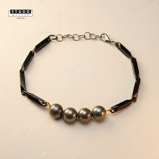 Pyrite Crystal Black Rice Bracelet
