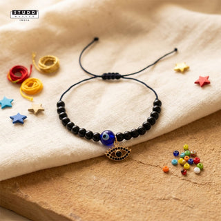 Nazaria Black Evil Eye Pendant Kids Rakhi