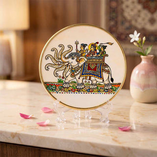 Airavata of Abundance Pyrite Chakra | Phad Art Frame