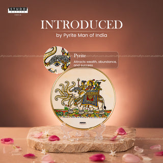 Airavata of Abundance Pyrite Chakra | Phad Art Frame