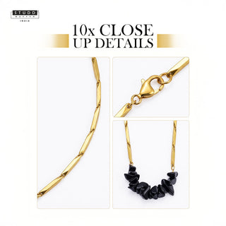 Alchemy Obsidian Rice Chain Pendant — 24K Gold Tone