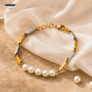 Alchemy Pearl Dual-Tone Rice Chain Bracelet