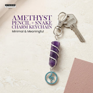 Amethyst Crytsal Pencil + Snake Charm Keychain