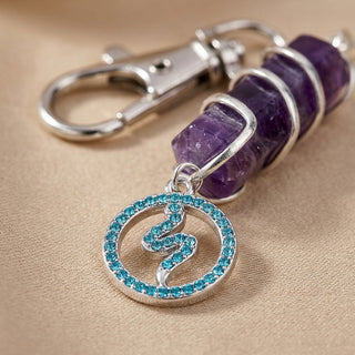 Amethyst Crytsal Pencil + Snake Charm Keychain