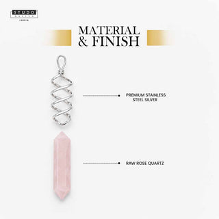 Amethyst and Rose Quartz Crystal Pencil Pendant with Chain
