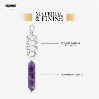 Amethyst and Rose Quartz Crystal Pencil Pendant with Chain