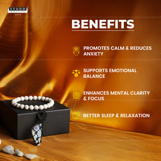 Anxiety Free Combo (Opalite Mesh Weave Crystal Pendant + Howlite Bracelet)