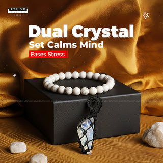 Anxiety Free Combo (Opalite Mesh Weave Crystal Pendant + Howlite Bracelet)