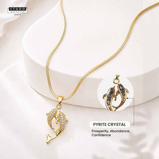 Aqua of Koi Fish - 24k Gold Tone Plated [ With Chain ]