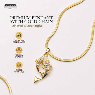 Aqua of Koi Fish - 24k Gold Tone Plated [ With Chain ]