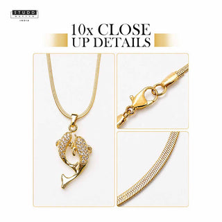 Aqua of Koi Fish - 24k Gold Tone Plated [ With Chain ]
