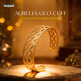 Aurelia Geo Cuff - 18K Gold Tone Plated Bracelet