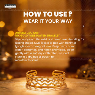 Aurelia Geo Cuff - 18K Gold Tone Plated Bracelet