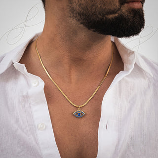 Blue Evil Eye Pendant - 24k Gold Tone