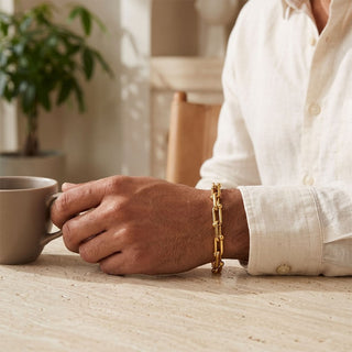 Beaded Paperclip Chain Bracelet – 24K Gold Tone