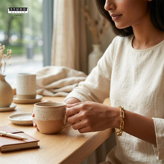 Beaded Paperclip Chain Bracelet – 24K Gold Tone