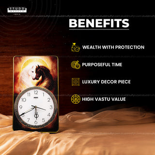 Black-White Horse Duo Riche Rich Clock