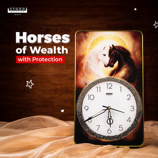 Black-White Horse Duo Riche Rich Clock