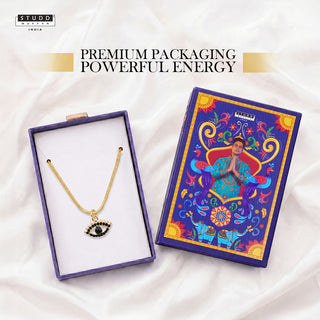 Black Evil Eye Pendant - 24k Gold Plated [ With Chain ]