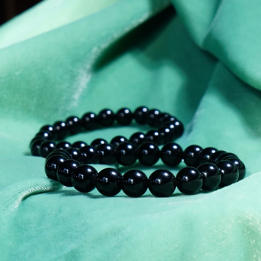 Vintage 14k Gold Obsidian Bead Necklace - Ruby Lane