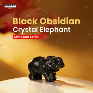 Black Obsidian Crystal Elephant | Miniature Series