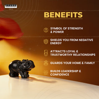 Black Obsidian Crystal Elephant | Miniature Series