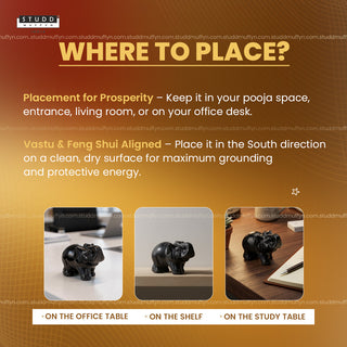 Black Obsidian Crystal Elephant | Miniature Series