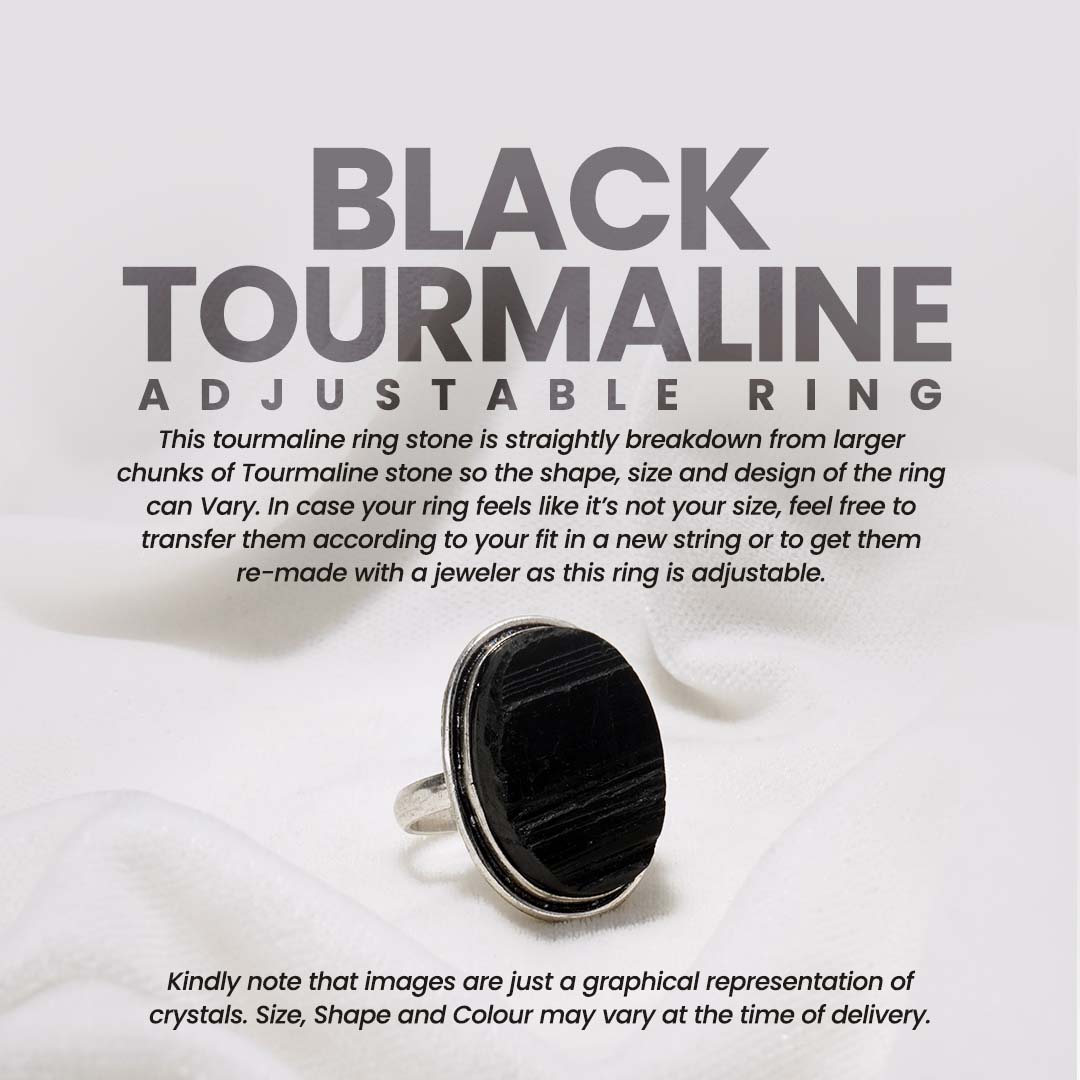 Black Tourmaline Adjustable Ring - Main Image