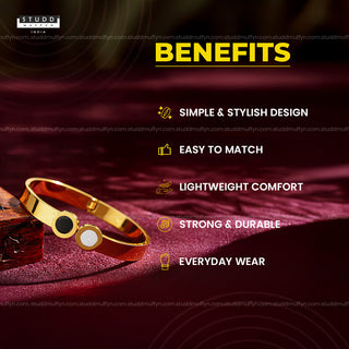 Black & White Disc Gold Bracelet – 18K Gold Tone Plated