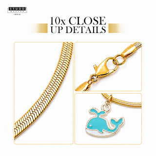Blue Dolphin Pendant - 24k Gold Plated [ With Chain ]