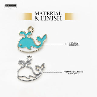 Blue Dolphin Pendant - 24k Gold Plated [ With Chain ]
