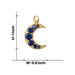 Blue Quartz Crescent Pendant [ With Chain ]