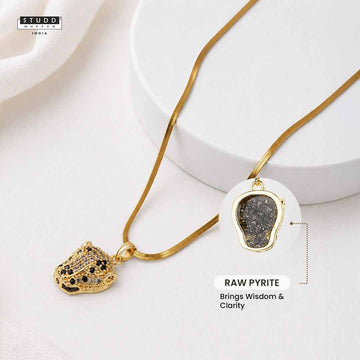 Born to Lead Pyrite Pendant - 24K Gold Plated [ With Velore Snake Chain]