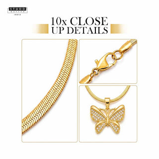 Brave Wings Butterfly Pendant – 24K Gold Tone Plated [With Chain]