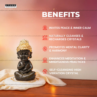 Pyrite Baby Buddha on Selenite Coaster