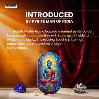 Buddha Pyrite-Lapis Lazuli Frame [ Capsule Shape ]