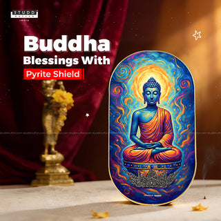 Buddha Pyrite-Lapis Lazuli Frame [ Capsule Shape ]