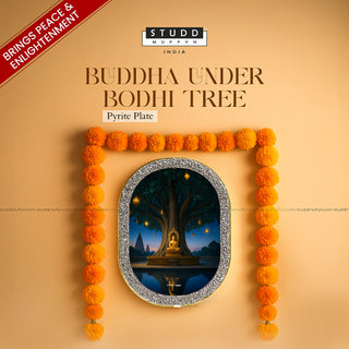 Buddha Under Bodhi Tree Pyrite Plate [Rounded Rectangle]