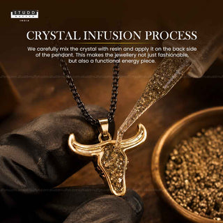 Guardian Bull Pendant - 24k Gold Tone Plated [ Black Chain ]