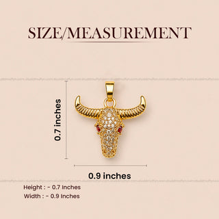 Guardian Bull Pendant - 24k Gold Tone Plated [ Black Chain ]