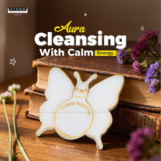 Butterfly Aura Shuddhi Selenite Coaster
