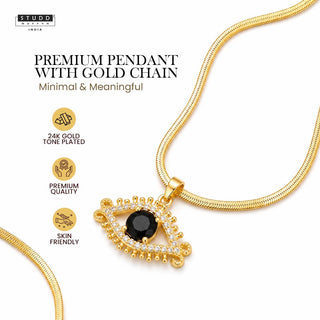 Celestial Eye Pendant – 24K Gold Tone Plated [With Chain]
