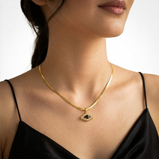 Celestial Eye Pendant - 24K Gold Plated [ With Velore Snake Chain]