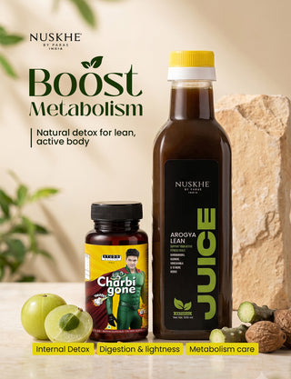 Charbi Gone  30 Capsules & Arogya Lean Juice Combo – Advanced Fat Management & Ayurvedic Fitness Support