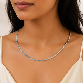 Silver Flat Curb Chain ( 55cm ) 3MM