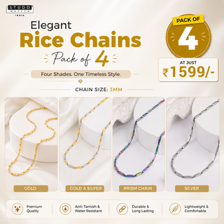 Rice Chains – Pack of 4 (3MM) | Gold, Gold & Silver, Prism & Silver