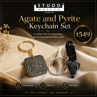 AGATE AND PYRITE KEYRING SET