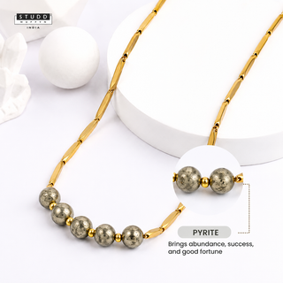 Pyrite Pendant with Rice Chain