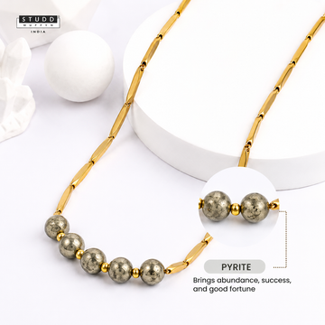 Pyrite Crystal Rice Chain - 24K Gold-Toned